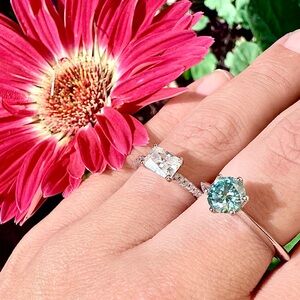 2 NEW Sterling Moissanite rings GRA Certified & come w/ paperwork and gift box